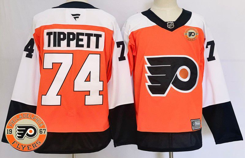 Men Philadelphia Flyers #74 Tippett Orange Fanatics 2025 NHL Jersey style 1